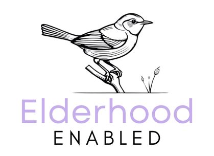Elderhood Enabled logo — a small wren perched on a branch above the Elderhood Enabled wordmark